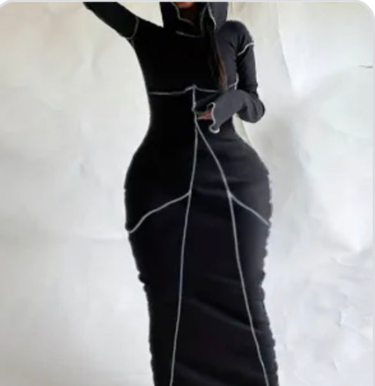 Hooded bell sleeve dress